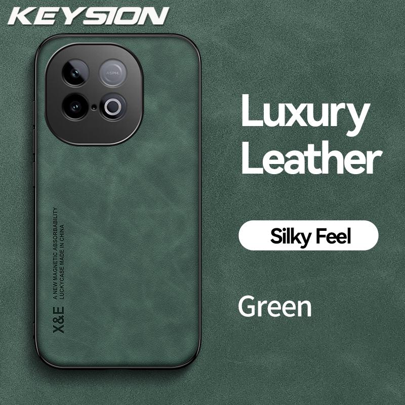 KEYSION Luxury Retro Case for IQOO Z10 Turbo 5G Soft Silicone+PC PU Leather Shockproof Phone Back Cover for IQOO Z10 Turbo Pro