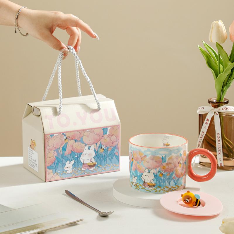 High value Creative Mug Gift Cute Ceramic Water Cup Souvenir Gift Box Tiger Rabbit Cup Event Gift Gift