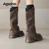Augustine Brown Boots New Autumn and Winter Thick-soled High and Thin Retro Trouser Knight Boots