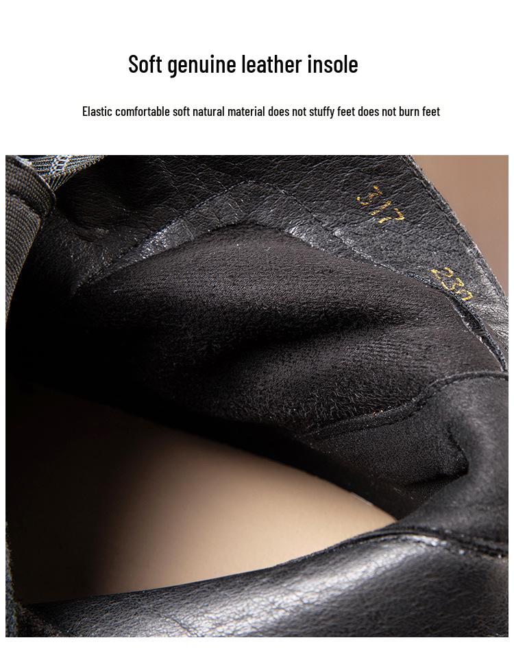 Women's Retro Genuine Leather Martin Boots - Height-Increasing, Thick Sole Ankle Boots for Autumn/Winter, British Style.