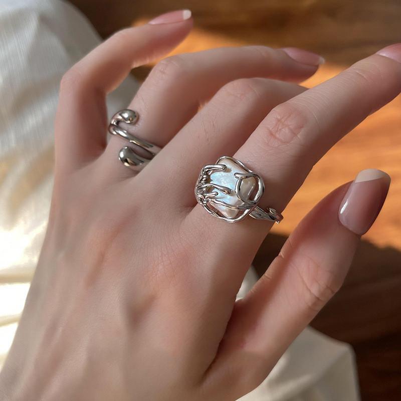 Geometric Sea Wave Ring Women Copper Adjustable Fashion Jewelry Gift Decoration