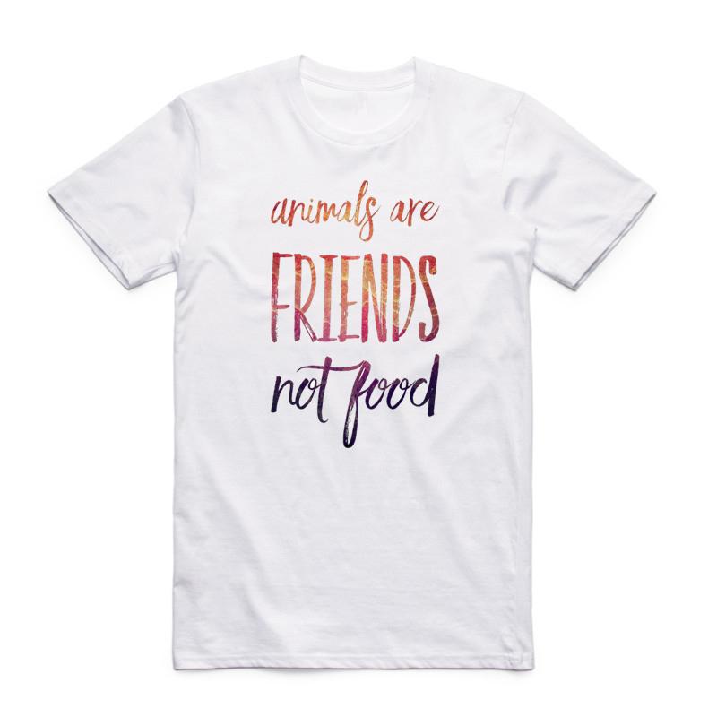 

Азиатский размер Мужская Женская Футболка с принтом Животные - друзья, а не еда Летняя с круглым вырезом и коротким рукавом Веганская вегетарианская футболка HCP4162 4XL
