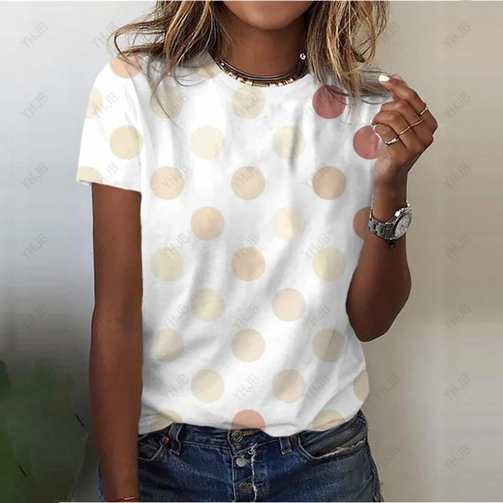 Damen T-Shirts mit Punktdruck, kurzärmelig, 90er-Jahre-Trend, Damen-Print, Grafik-T-Shirt, Damen