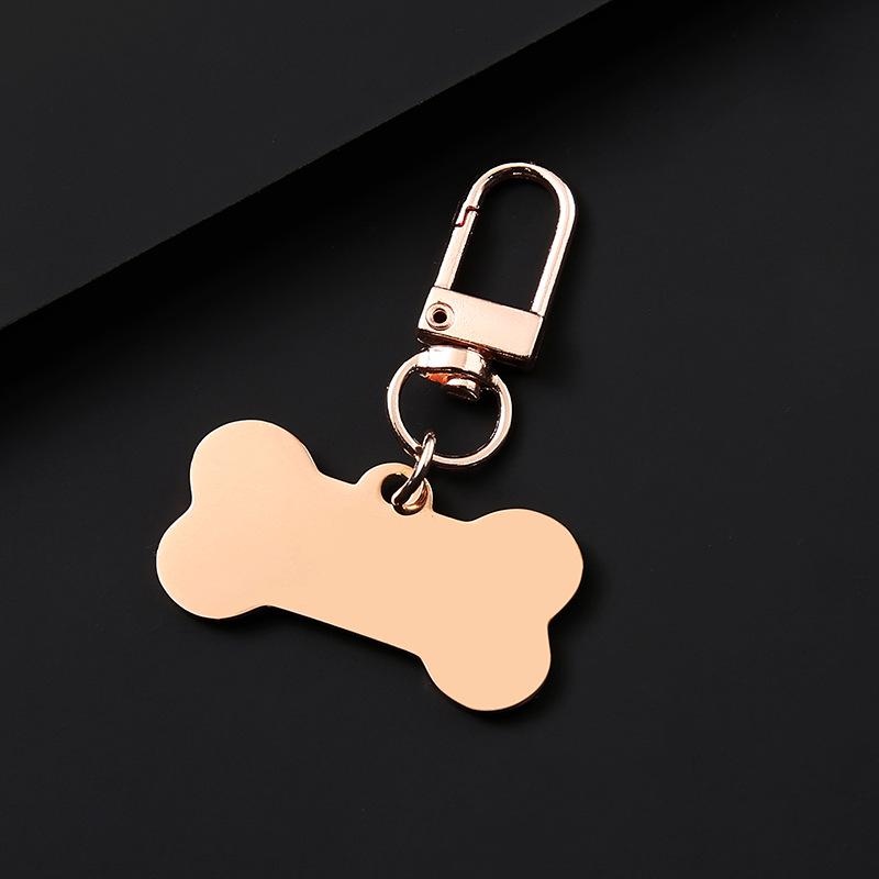 Pet Anti-Lost Bone Dog Tag Keychain with Engraved Logo.