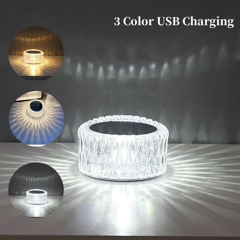 Creatively LED Crystal Table Lamp RGB USB Light Touch Projection For Home Bedroom Atmosphere Light Decoration LED Night Light