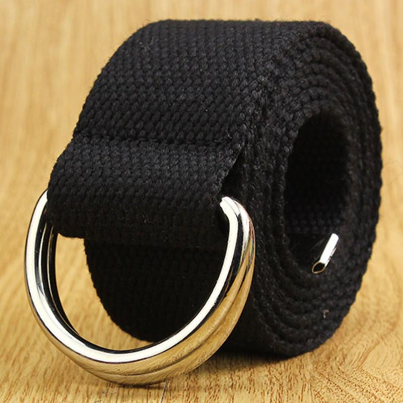 1Pc Nylon/Alloy Casual Solid Color Fashion Double D-ring Buckle Wide Belt Men/Women Jeans