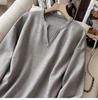 Women's V-Neck Knit Set - Autumn Fashion, Solid Color Two-Piece Trousers and Top