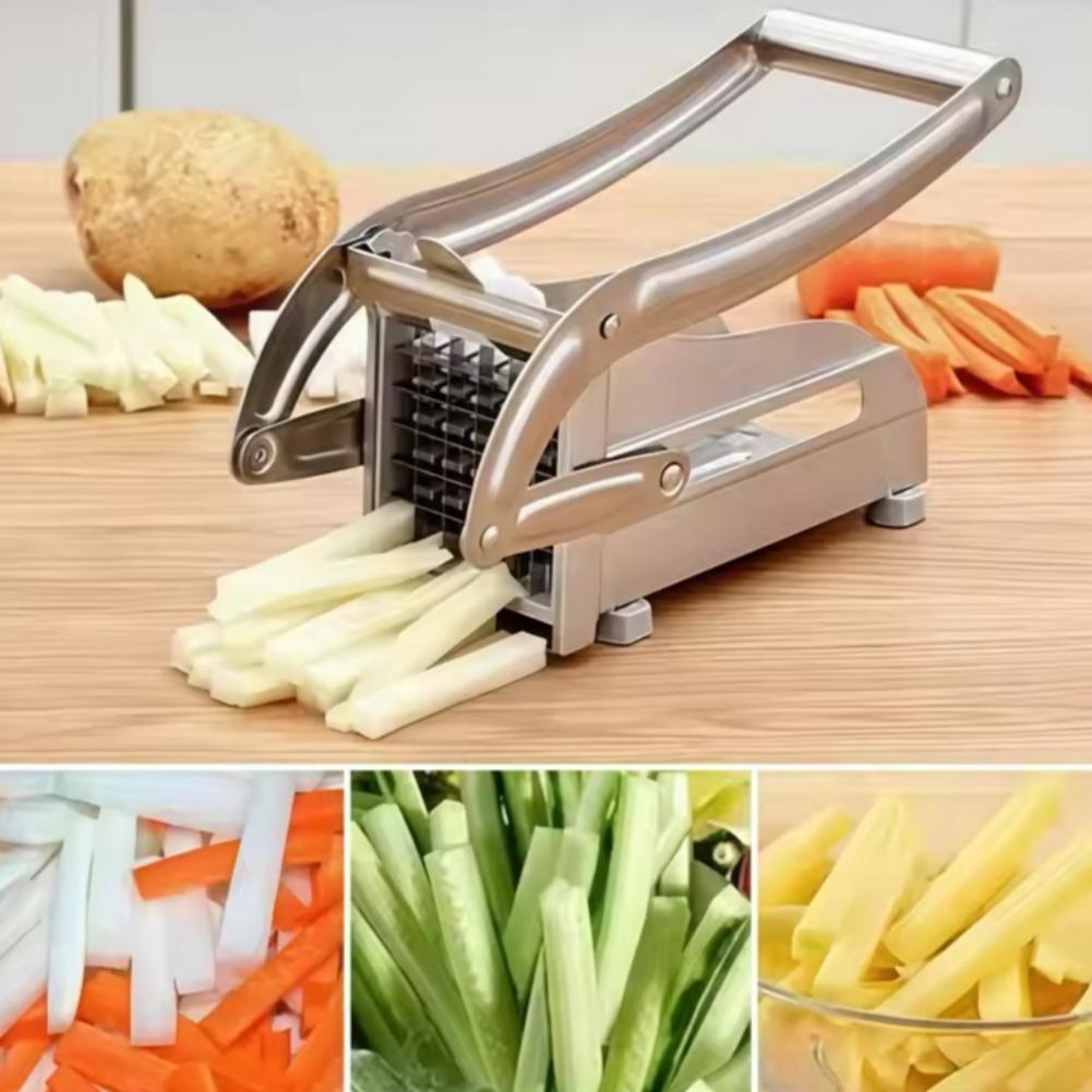 1 Stück Kartoffelschneider Lebensmittelqualität Edelstahl Gemüse-/Pommes-Schneider Mit Rutschfester Saugnapfbasis Mit Ersatzklingen