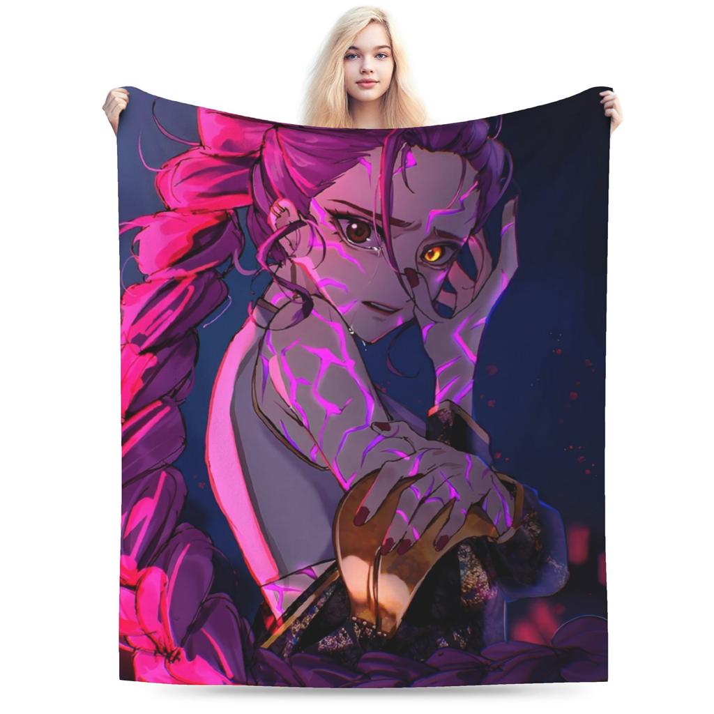 Zoey Kpop Demon Hunters Flannel Blanket Huntrix Awesome Throw Blanket for Home 125*100cm Plush Thin Quilt