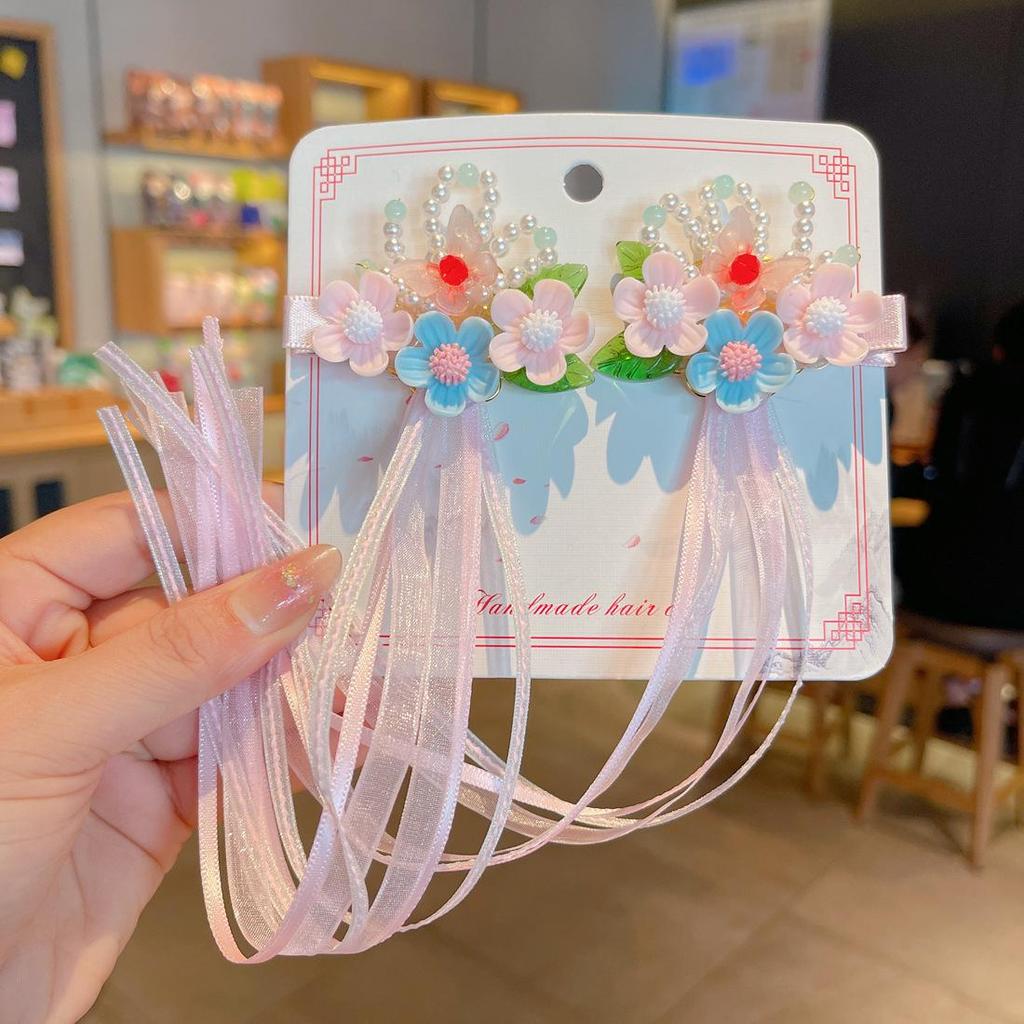 Chinese Style Hanfu Hairpin Set for Girls - Includes Hair Clips, Swaying Tassels, and Butterfly Accessories