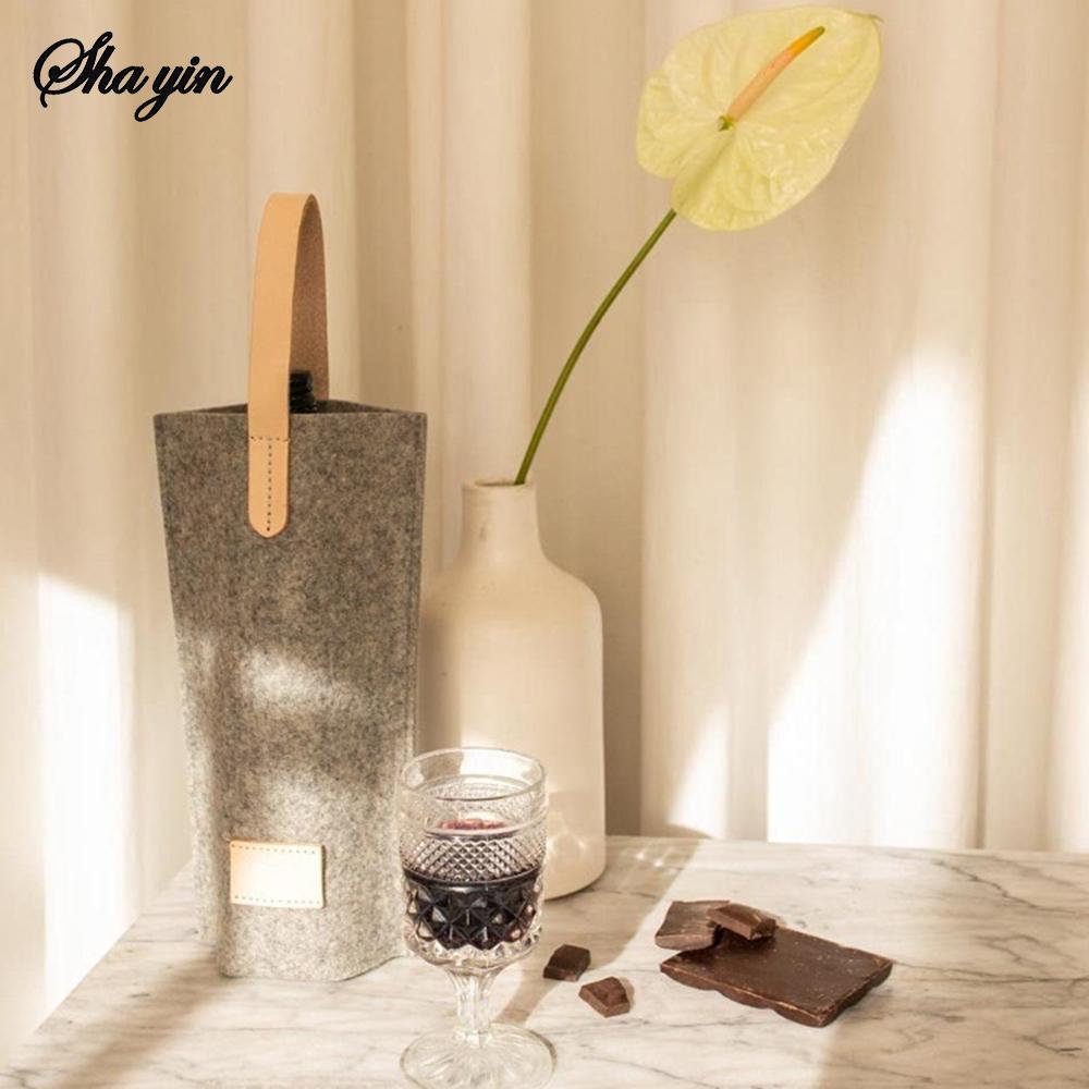 1 Stück Isolierte Weintasche Filz Einzel Flaschenträger Gepolsterte Kühltasche für Weinliebhaber Hochzeits-Weihnachts- und Thanksgiving-Geschenktasche