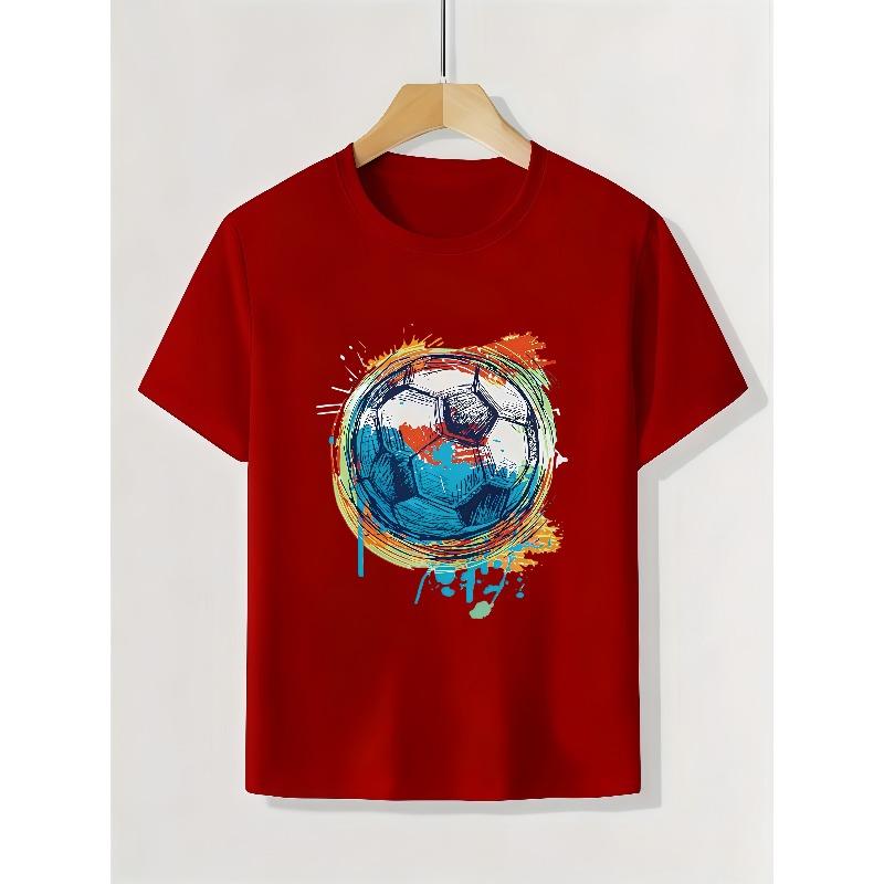 Taglie europee T-shirt da ragazzo Design Artistico Stampato, Ideale per Attività all'Aperto, Morbido Top a Maglia, Comodo e Traspirante, Adatto per l'Estate