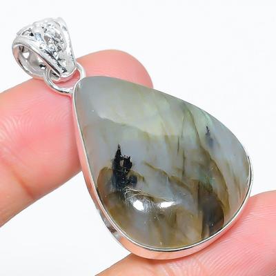Labradorit Handgefertigt 925 Sterling Silber Schmuck Anhänger 1,85" a2G31