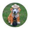 Creative Dog Solar Ornament Resin Animal Sculptures Lamp Puppy Statue Light  Courtyard