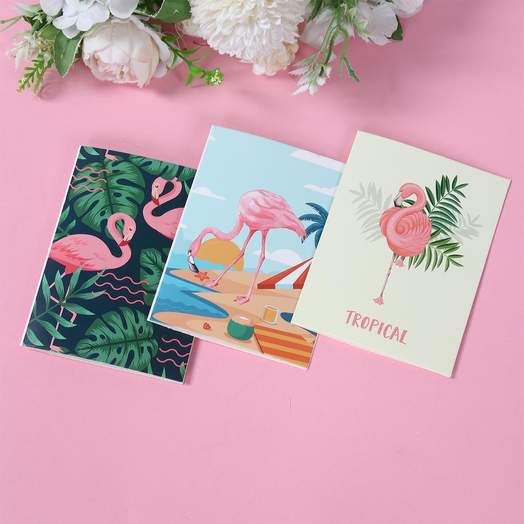 12pcs Hawaiian Party Gift Card Flamingo Palm Leaves Postcard Greeting Card Tropical Hawaii Summer Beach Pool Party Decorations