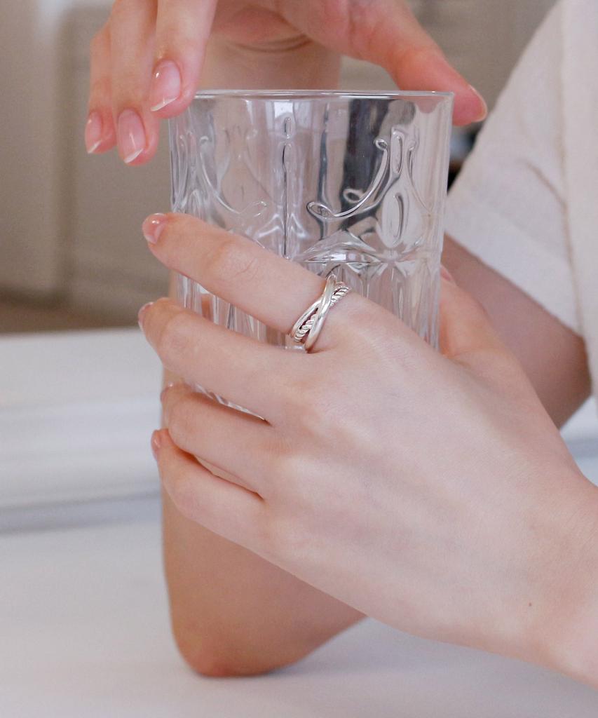 47Bag 925 Silver Triple Twist Open Ring Jeva