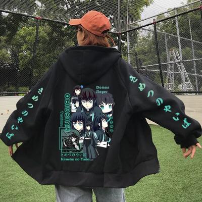 Anime Tokitou Muichirou Zipový Kabát Oblečení Demon Slayer Nadměrná Velikost zipové Mikiny Pánské Dámské Mikina Se Zipem Streetwear