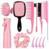 12pcs Hair Styling Combs Set With Airbrush Empty Bottle and Hair Rings Suitable for Wet and Dry Hair
