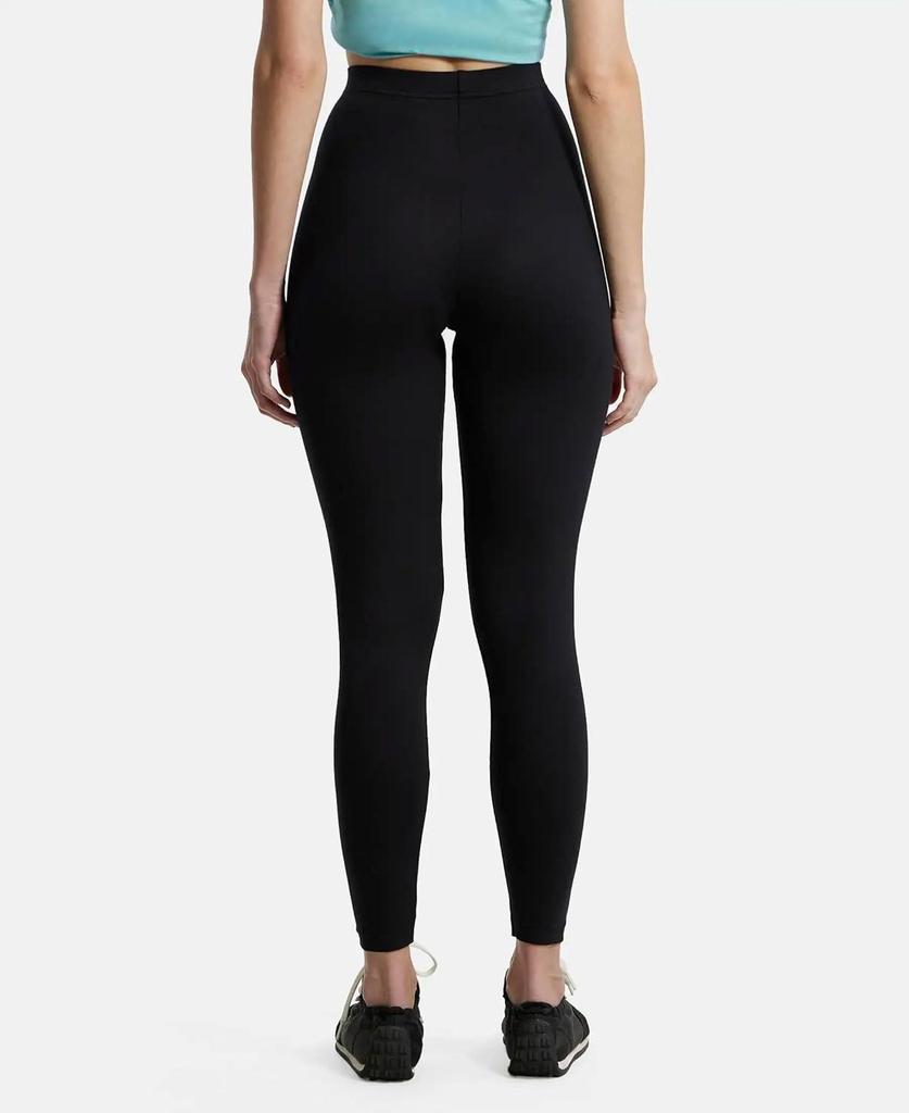 Women's Super Combed Cotton Elastane Stretch High Rise Leggings with Ultrasoft Waistband