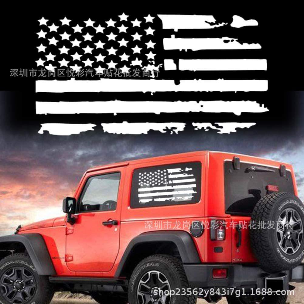 Y-779 Jeep Wrangler Off-Road Vehicle Hood & Side Window American Flag Decal