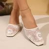 Fashion Summer Women Slippers Sexy Lace Mules Indoor Home Slides Square Toe Female Flats Shoes Outdoor Clogs Beach Sandals Flip Flops