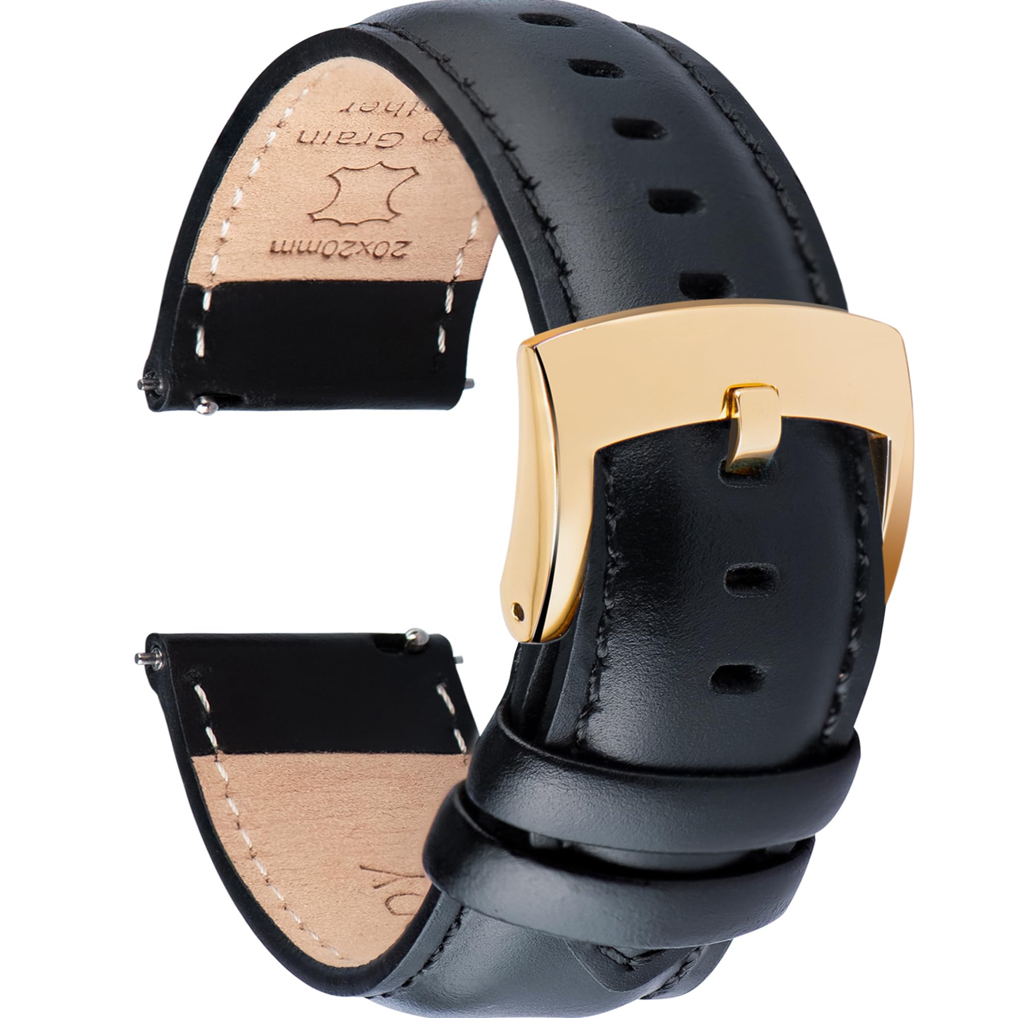 

Ottoody Genuine Leather Replacement Watch Band, 0.71, 0.75, 0.79, 0.83, 0.87 inch (18, 19, 20mm