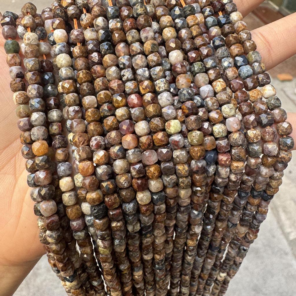 Handgefertigte facettierte Pietersit-Perlen für DIY-Schmuck