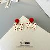 Silver Needle Red Polka Dot Bow Earrings Exquisite Cute Sweet Earrings Small Fresh Temperament Fairy Earrings
