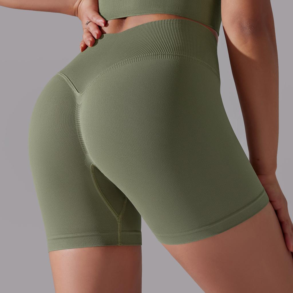 Hochtaillierte Hüfthebende Leggings, Nahtlose Schnelltrocknende Atmungsaktive Yoga-Sportshorts, Damen Lauf-Trainings-Fitness-Shorts