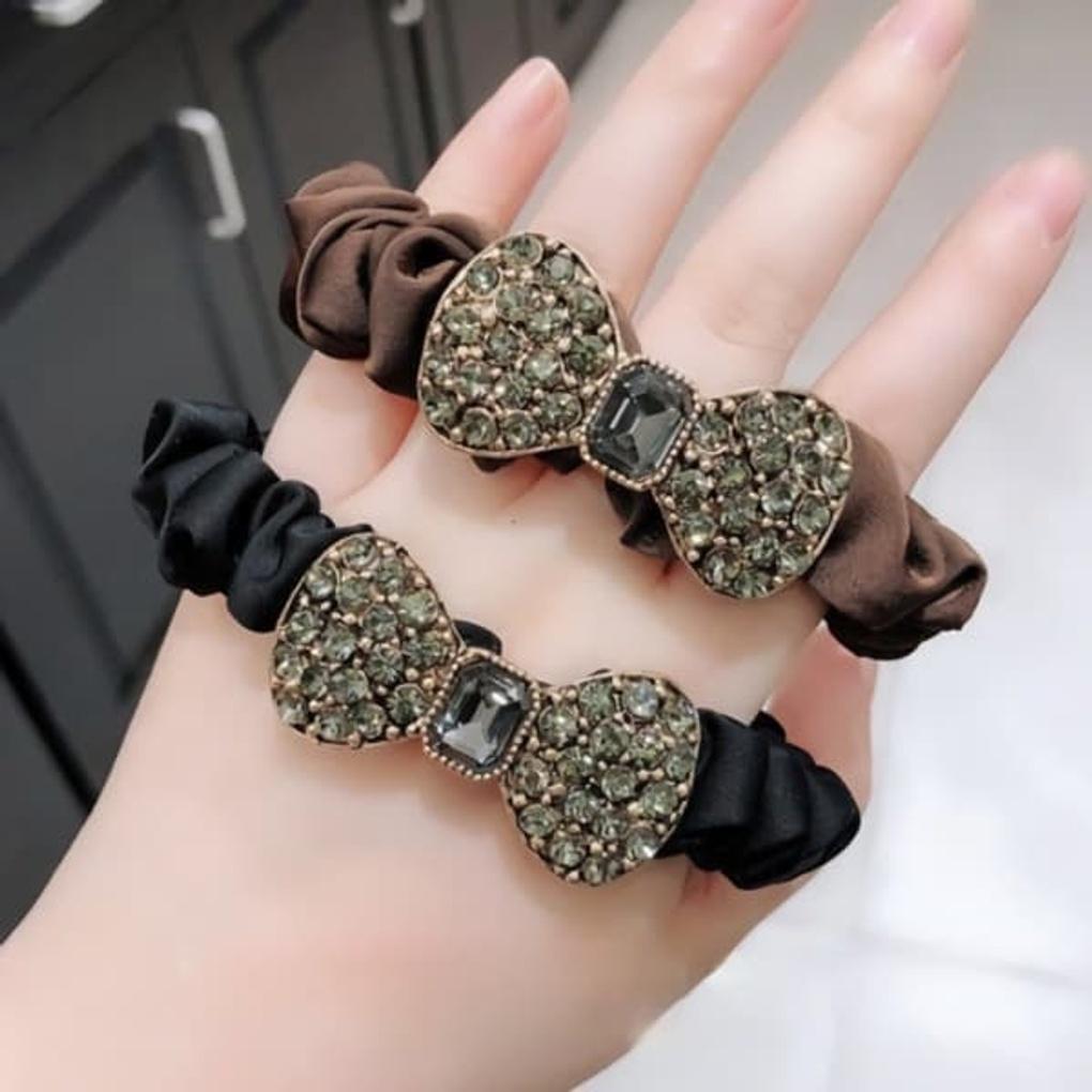 

Женские роскошные кубические резинки для волос с лентами (Набор из 2 предметов) black