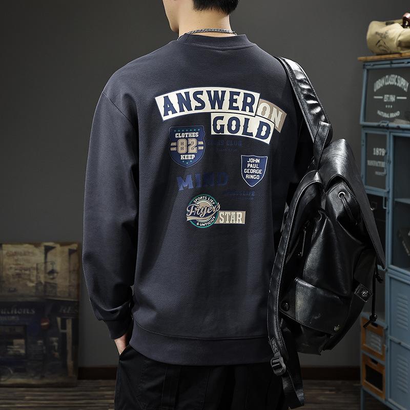 

Осень И Зима Американский Хай-стрит Принтованный Свитер Мужской Студенческий Стиль Повседневный Топ Осенняя Тяжелая Свободная Куртка-Пуловер 4XL темно-серого