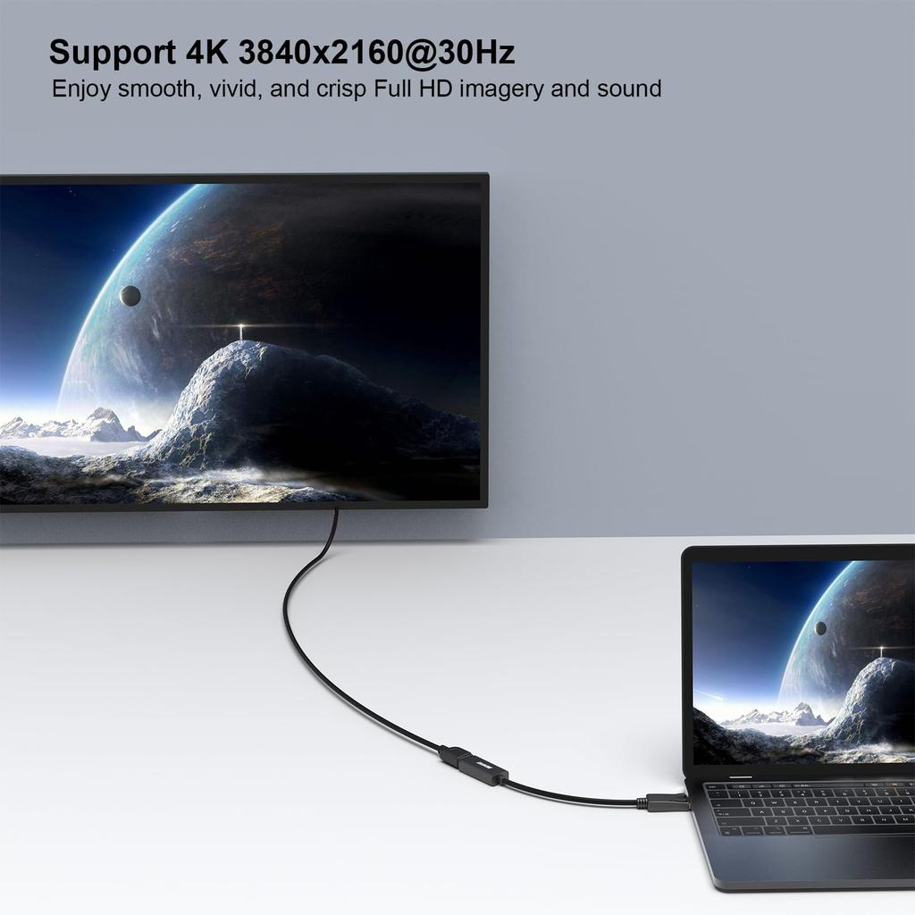BENFEI DisplayPort To HDMI Conversion Supports Resolutions Up To To Not Cable, 4K@30Hz (Male Female, Reverse-Compatible)
