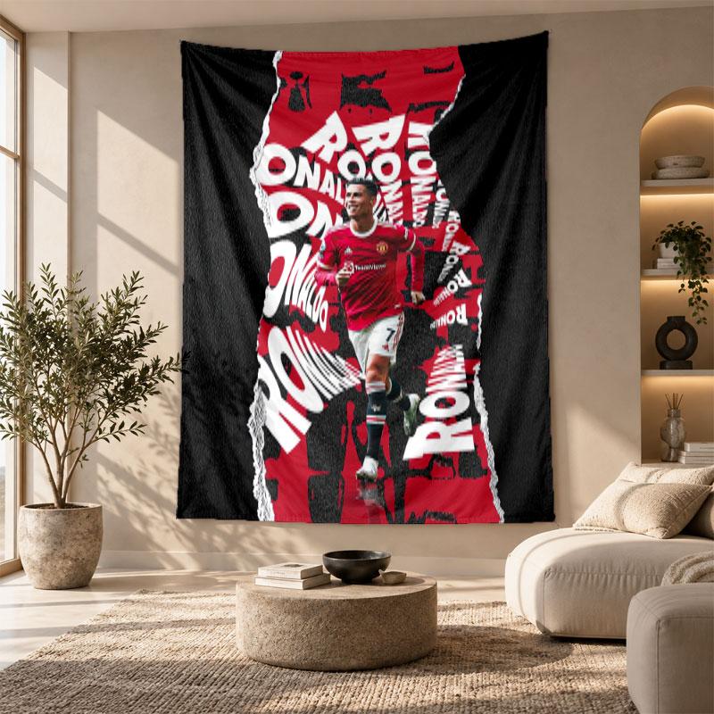 Decorative Tapestry,Cristiano Ronaldo Printed Wall Art, Lightweight Wall Hanging For Bedroom Background