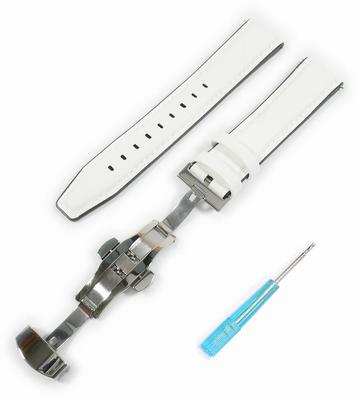 Swatch x OMEGA Leder- und Kautschukarmband mit D-Schließe (Weiß)