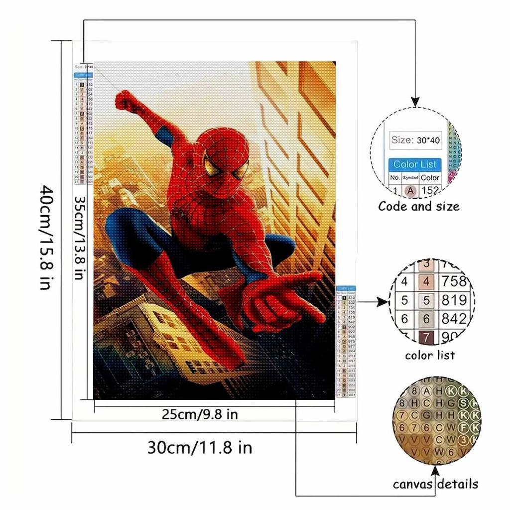 Full Round Diamond Painting Flying Spider-Man Art Rhinestone Picture Mosaic DIY 5D Cross Stitch Embroidery Home Decoration