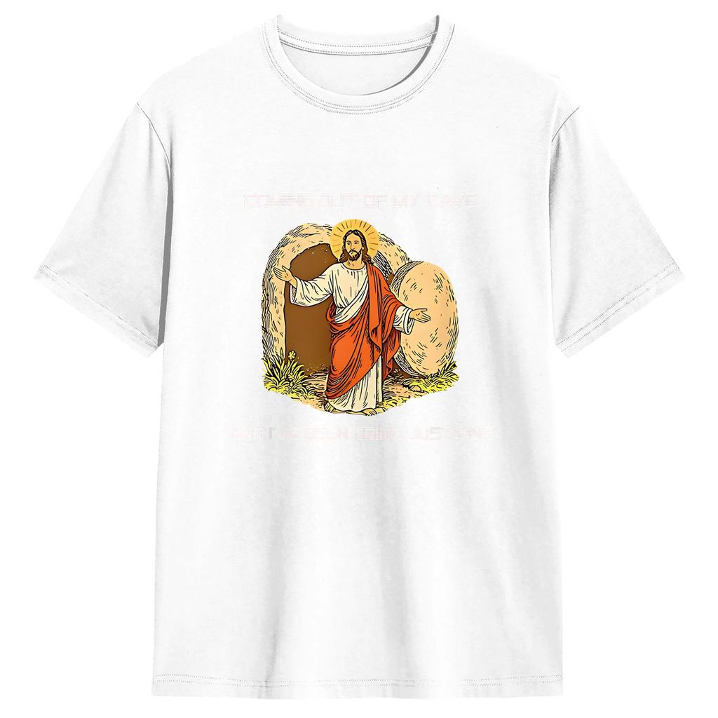 Coming Out of My Cave the Jesus Resurrection Easter T Shirt Summer Hipster T Shirts Pure Cotton Crewneck Top Tees Short Sleeve