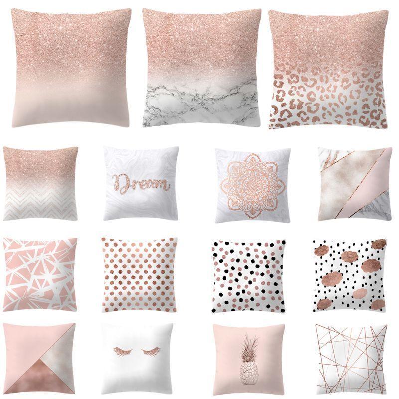 Elegant Rose Gold Geometric Pineapple Glitter Pillow Case For Chic And Trendy Living Spaces