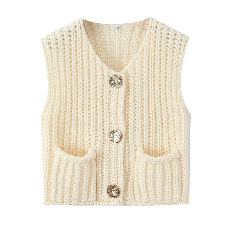 Kaslead New Arrival Women's Clothing Fashion Style Fashion Minimalist Sleeveless Short Knitted Vest
