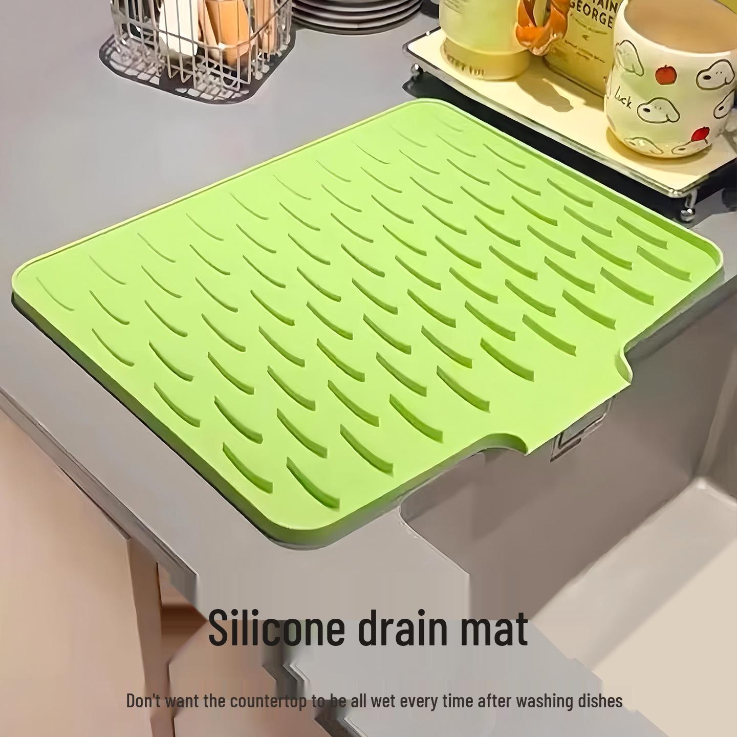 Силиконовый нескользящий термостойкий дренажный коврик с приподнятым наклоном для столешниц