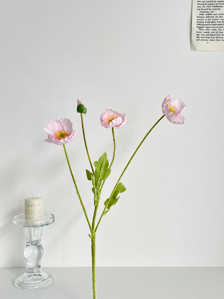 Poppy Pink Icelandic Artificial Flower Bouquet for Living Room Decoration