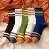 Colorful Striped Middle Tube Cotton Socks Anti Slip Outdoor Sweat Absorption Mens Cotton Socks Harajuku Sport Casual Men Socks