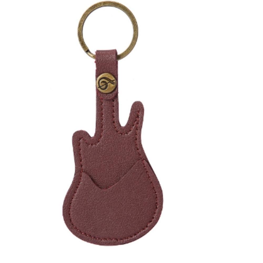 1Pc Leather Guitar Pick Bag Guitar Pick Holder Case Guitar Shape With Key Ring Celluloid Picks String Instrument Accessories