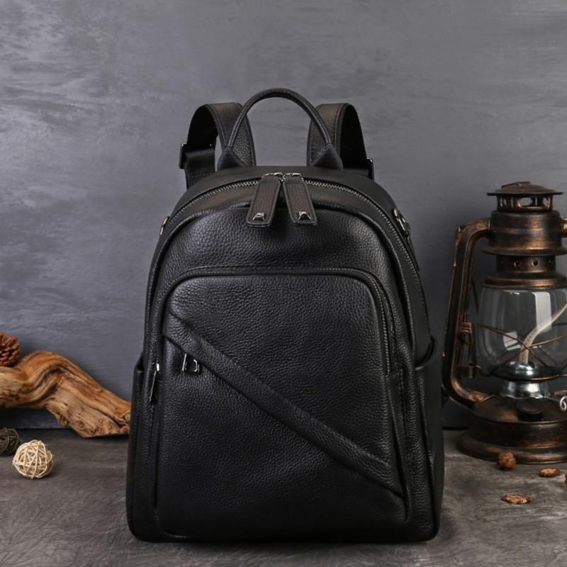 Johnature Unisex Backpack With High-end Texture And Large Capacity Commuting Genuine Leather Backpack