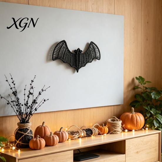 Spookhuis Feest Decor Geweven Rotan Vleermuis Muurhanger Decoratie, Halloween Handgemaakte Zwarte Vlechtwerk Vleermuis, Seizoensgebonden Decoraties 3D Eng Rustiek