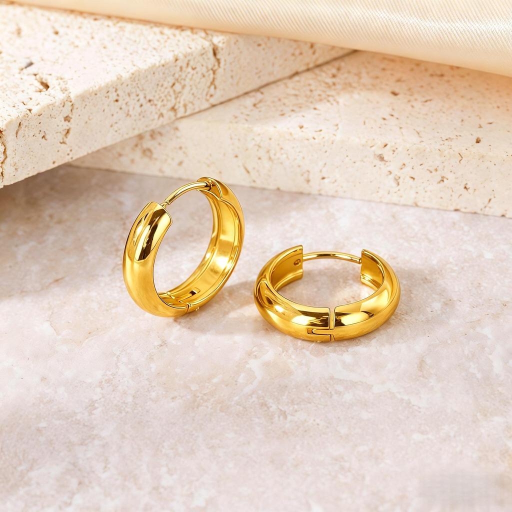 Elegant Titanium Steel Hoop Earrings for Women - Lightweight, Luxurious, Round & Colorfast Accessories