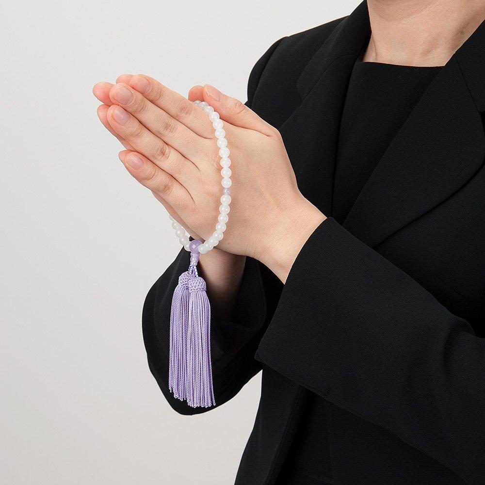 Buddhist Altar Shop Takita Shoten Kyoto Prayer Beads for White Shiunite 7mm Pure Silk Headed Bead Bag Can Be Used by All Certificate Included Women,