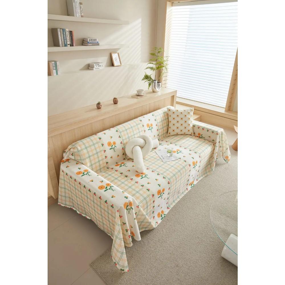 Ice Silk Flower Sofa Cover Blanket Non-slip Sofa Towel Living Room Furniture Decor Tapestry Couch Cover Universal Sofa Towel