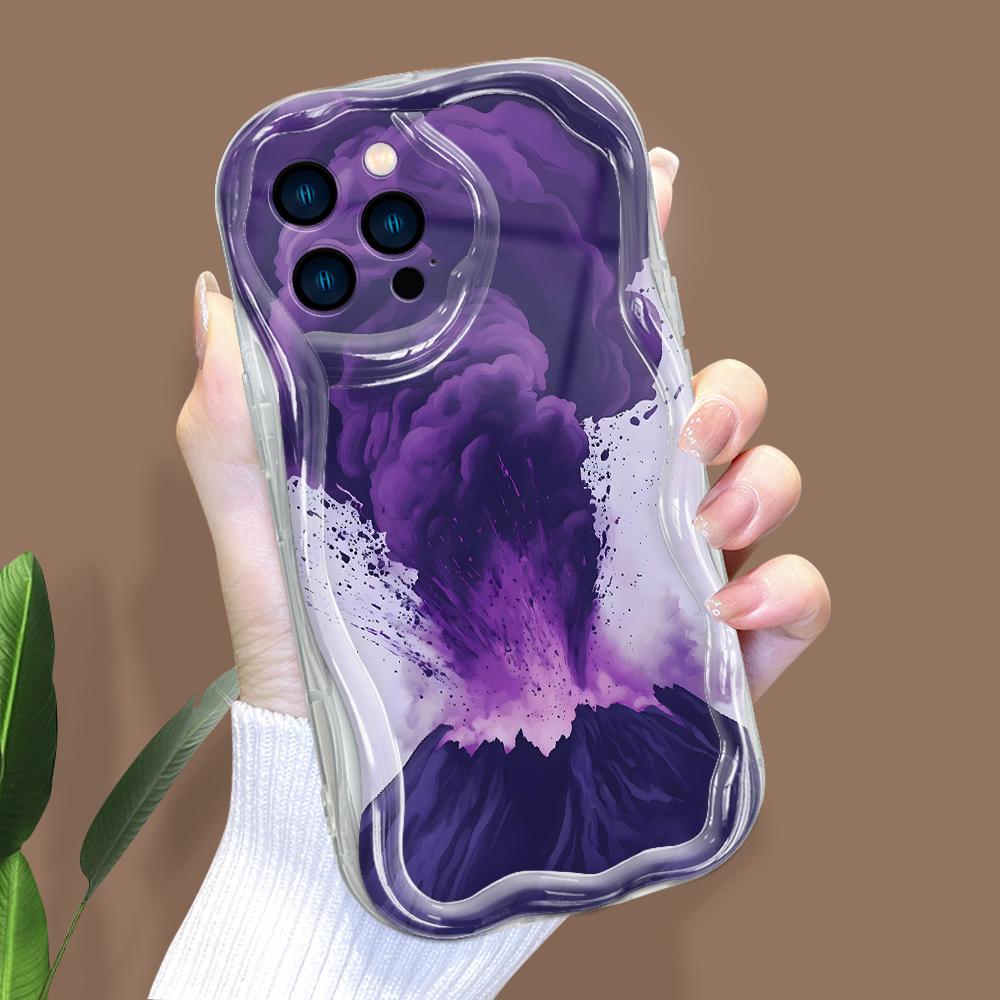 Cartoon Pattern Cream Texture Casing Wavy Edge Soft Silicone Cover Phone Case for IPhone Samsung Huawei Honor Xiaomi Redmi Infinix Tecno