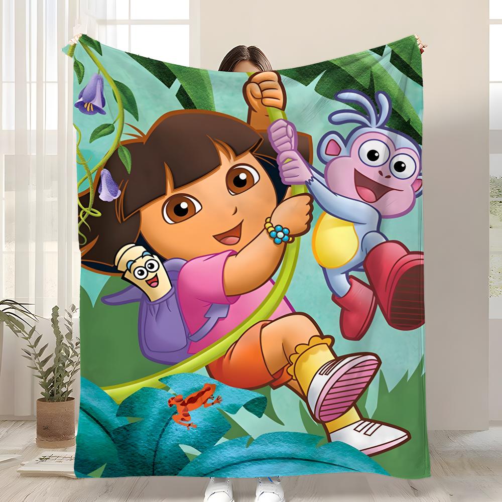 CARTOON D-Dora the ExplorerS Throw Soft Coral Fleece Blanket 310gsm Fluffy Warm Throw for Sofa Bed Couch Bedroom Decor