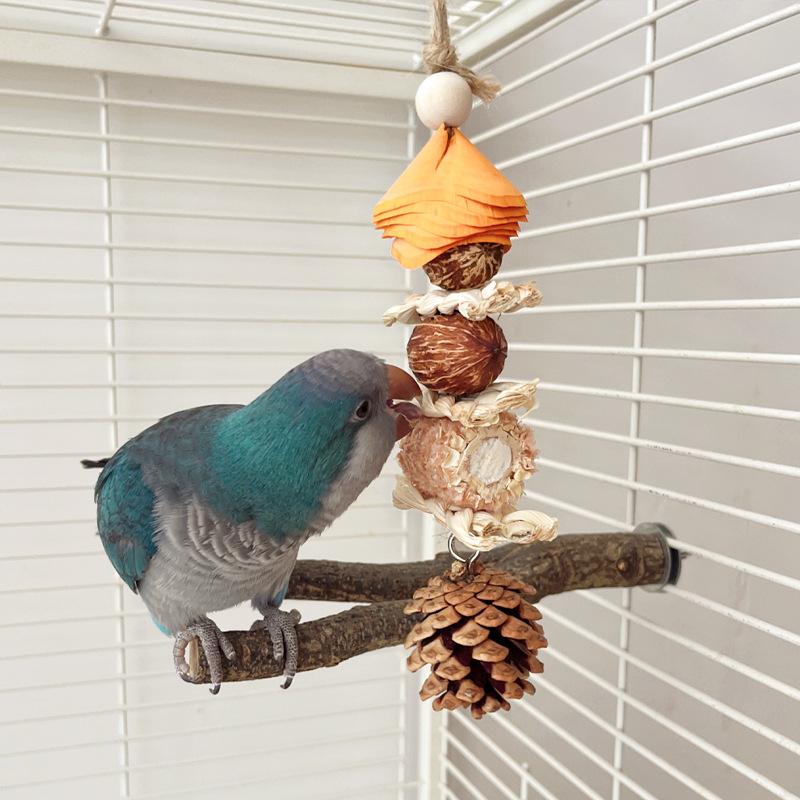 Fun Parrot Toy, Black Phoenix, Peony Bird, Destruction, Boredom, Gnawing String, Chewing Nut, Pinecone, Birdcage, Decorative Pendant